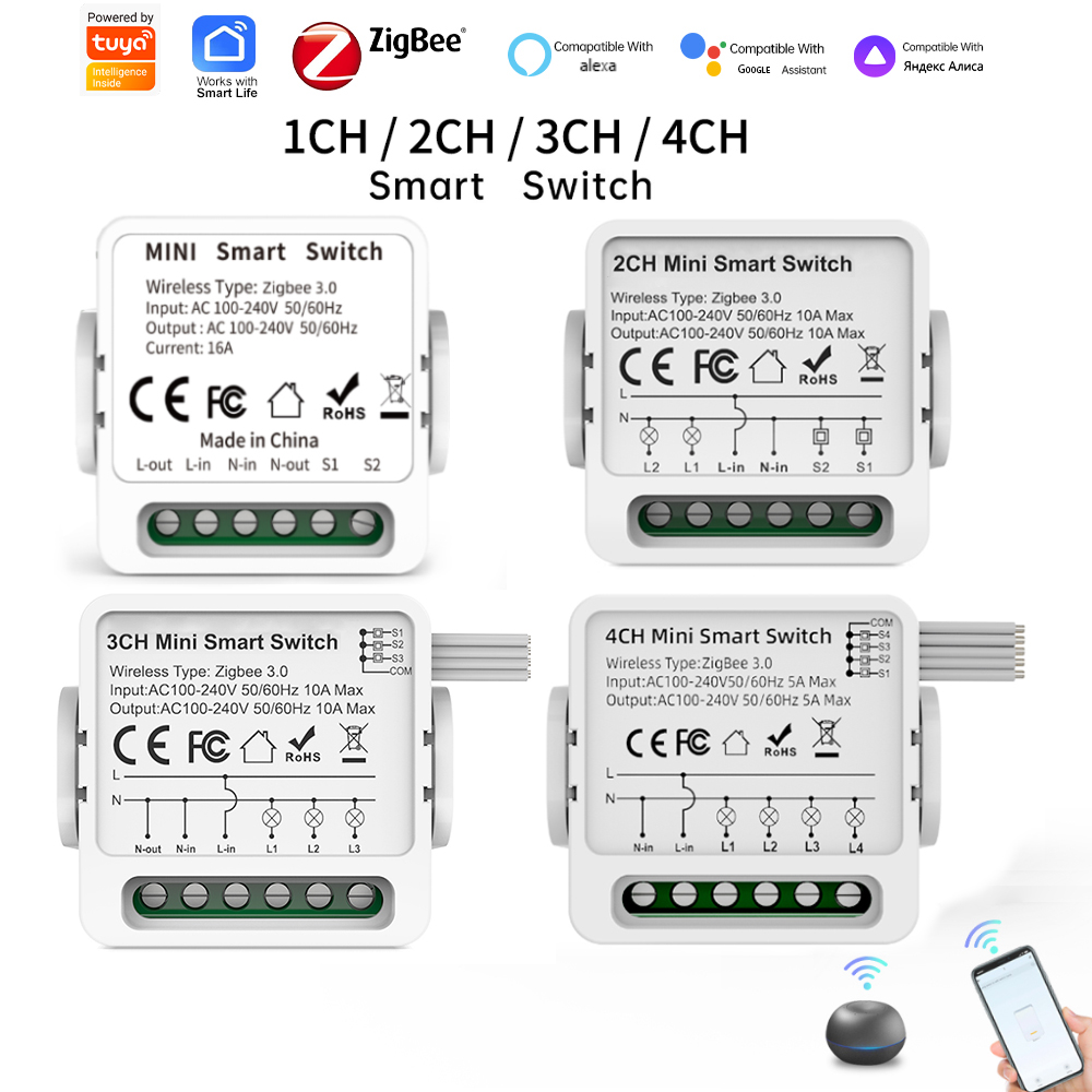 Smart Home Yale - Tuya Zigbee 3.0 Smart Switch 1/2/3/4-weg