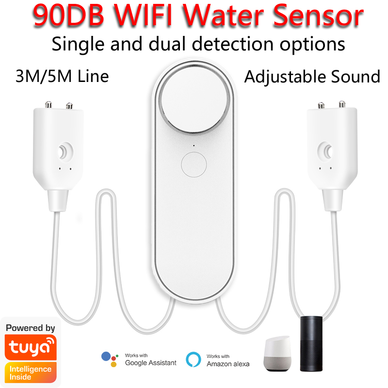 Wifi Water Sensor - 3M/5M WiFi Waterlekdetector 90DB Dual Water